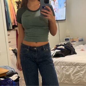 small green pacsun color blocked tee